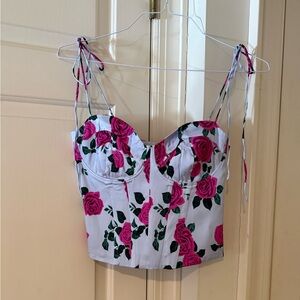 NWT GOOD AMERICAN CORSET FLORAL TOP SIZE M